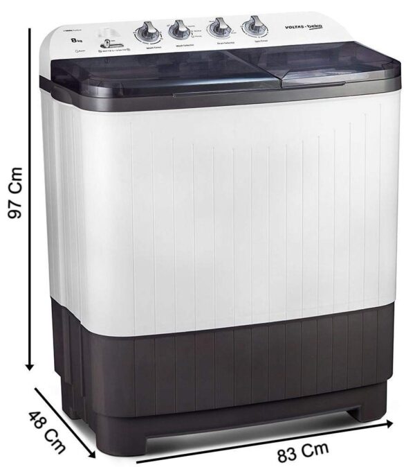 Voltas Beko 8 kg Semi-Automatic Top Loading Washing Machine (WTT80DGRT, Gray) 2020 - Image 2