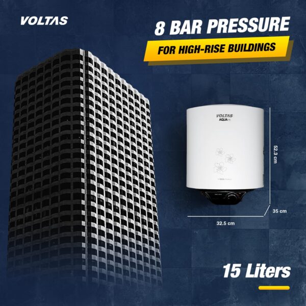 Voltas AquaM 15 L 5 Star Vertical Mounting 2000W Water Heater (Copper, 2023 Model, Aqua M 155VMBWT, White) - Image 2