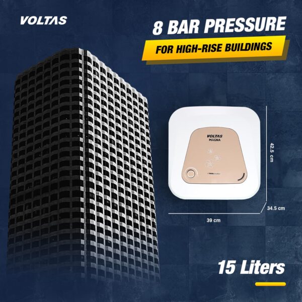 Voltas Magna 15 L 5 Star Vertical Mounting 2000W Water Heater (Copper, 2023 Model, Magna 155SPBWT, White) - Image 2