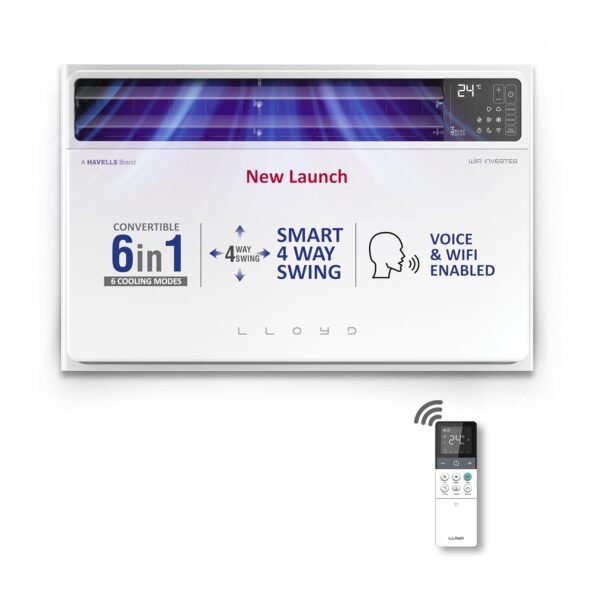 Lloyd 1.5 Ton 5 Star Inverter Window AC (Copper, Convertible 6-in-1 cooling, 4 Way Air Swing, Clean Air Filter,GLW18V5FWTBR, White) - Image 3