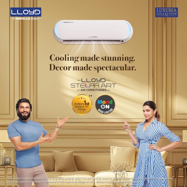 Lloyd Stellar Art 1.5 Ton 5 Star Wi-Fi Inverter Split AC (6 in 1 Expandable, Mood Lighting, In-Built Air Purifier, Direct Voice Command, Copper, White & Blush Pink, New Launch GLS18V5FBGST) - Image 3
