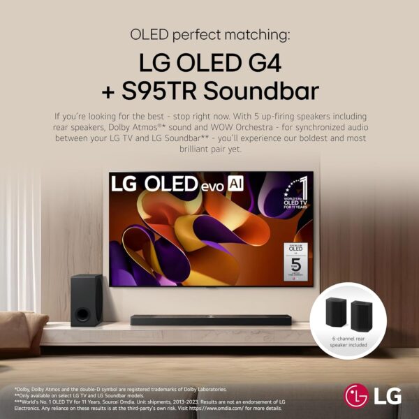 LG S95TR 810W 9.1.5 Channel Dolby Atmos, True Wireless Triple Up-Firing Speaker with Up-Firing Rear Speaker, Home Theater Soundbar with HDMI, Wi-Fi, USB & Bluetooth Connectivity (Black) - Image 3
