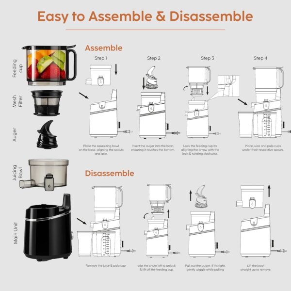 Glen Hopper Cold Press Juicer for Home, 250W, 130mm Large Feed, 1L Juice & 0.9L Pulp Cup, 3 Size Filter, Low Noise RMP, Fruit & Vegetable Slow Juicer Machine, Easy Clean - SA-4016HSJ - Image 3