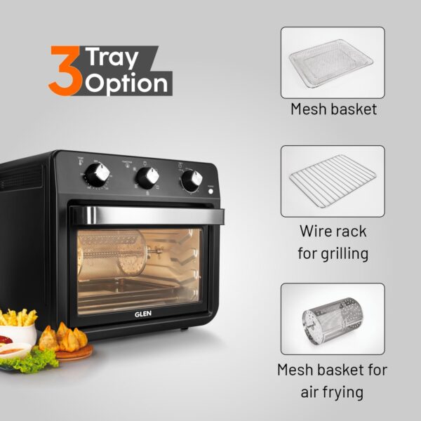 Glen Air Fryer Oven 25 Litre Time and Temperature Control, 1800W - Black (SA3050AFO) - Image 3