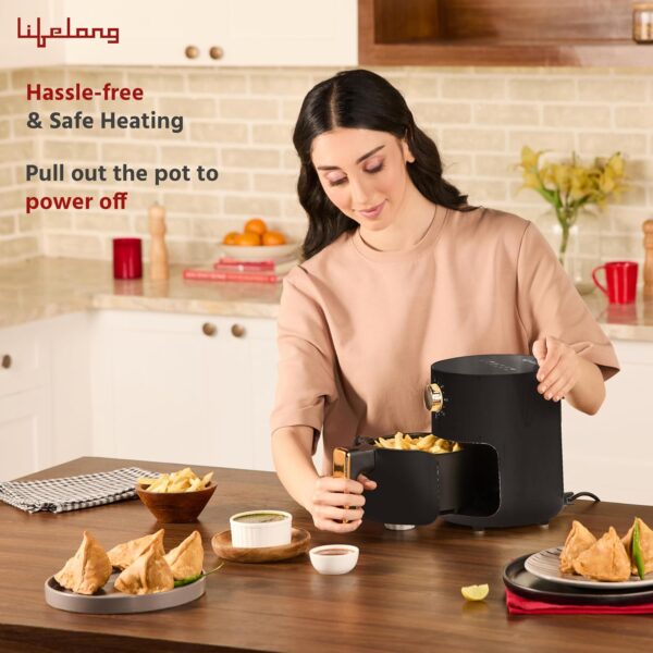 Lifelong 2.5L Air Fryer For Home-800W Small Airfryer Machine To Fry,Bake&Roast With Timer Control-Oil Free Fryer Machine-Electric Air-Fryer With 360° Hot Air Circulation Technology (Llhf26),Black - Image 3