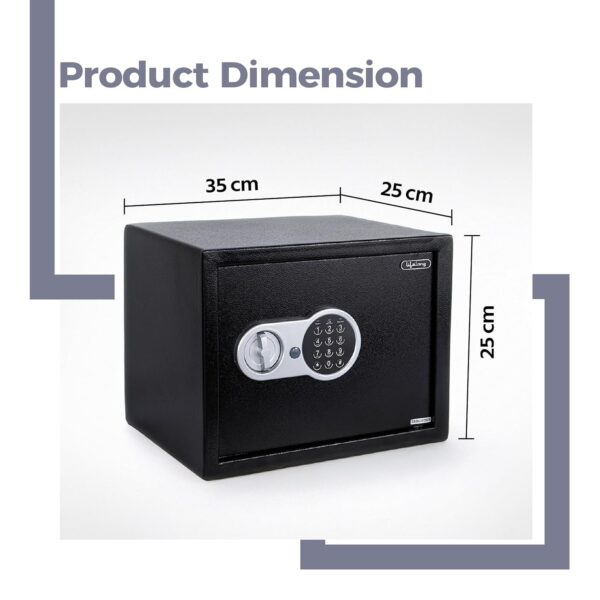Lifelong 22 L Carbon Steel Digital Safe Locker Box For Home & Office | Inbuilt LED Light | Essential Smart Home Locker for Gold, Jewellery, Cash | Tijori Box, Wardrobe Compatible, 1 Yr Warranty, Black - Image 3