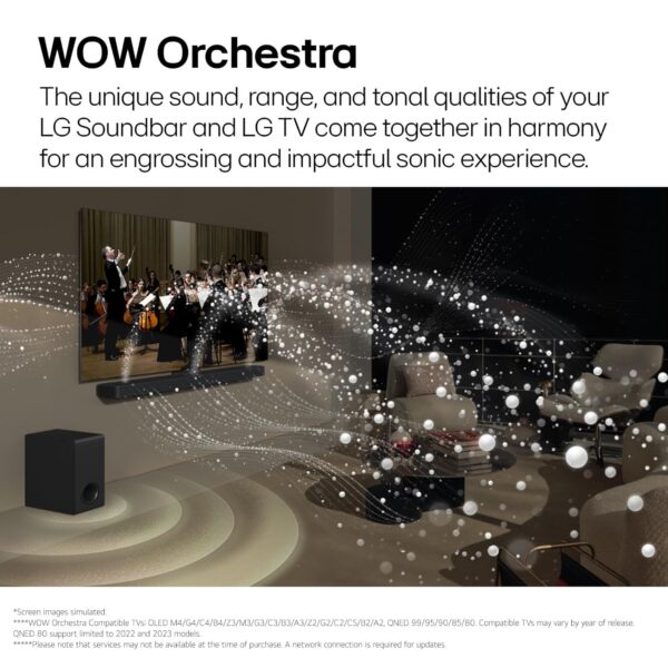 LG SQ75TR, 600W, 5.1.1Ch Home Theater Soundbar with Dolby Atmos, Center Up-Firing Speaker, AI Sound Pro, Wow Synergy, Wireless Subwoofer, Rear Speaker Inbuilt Receiver, QNED Matching Bracket Inside - Image 4