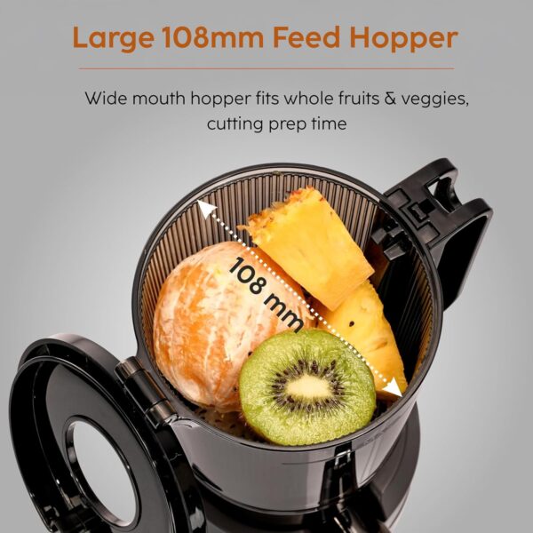 Glen Hopper Cold Press Juicer for Home, 200W, 108mm Large Feed, 0.8L Juice & 0.7L Pulp Cup, 2 Size Filter, Low Noise RMP, Fruit & Vegetable Slow Juicer Machine, Easy Clean - SA-4015HSJ - Image 4