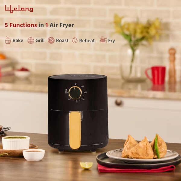 Lifelong 2.5L Air Fryer For Home-800W Small Airfryer Machine To Fry,Bake&Roast With Timer Control-Oil Free Fryer Machine-Electric Air-Fryer With 360° Hot Air Circulation Technology (Llhf26),Black - Image 4