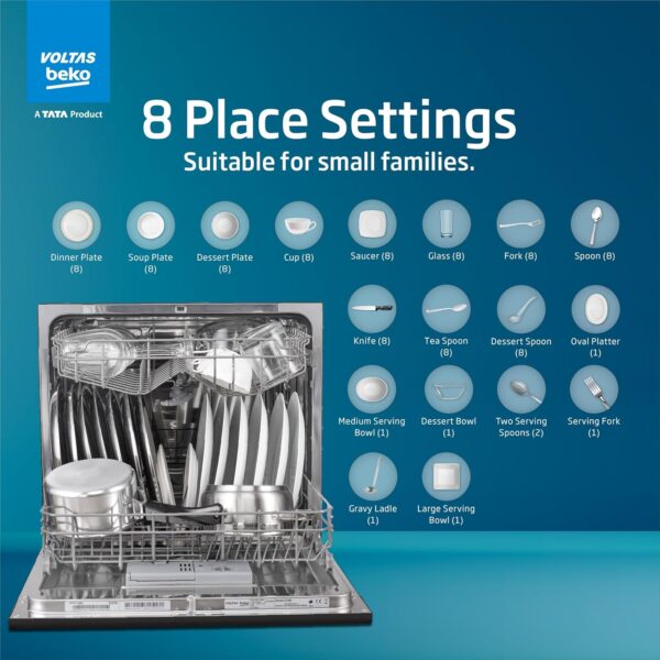 Voltas beko 8 Place Settings Table Top Dishwasher (2020/2021,DT8B, Black, Inbuilt Heater) - Image 4
