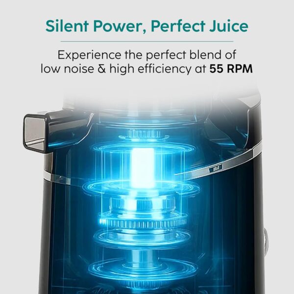 Glen Hopper Cold Press Juicer for Home, 250W, 130mm Large Feed, 1L Juice & 0.9L Pulp Cup, 3 Size Filter, Low Noise RMP, Fruit & Vegetable Slow Juicer Machine, Easy Clean - SA-4016HSJ - Image 5