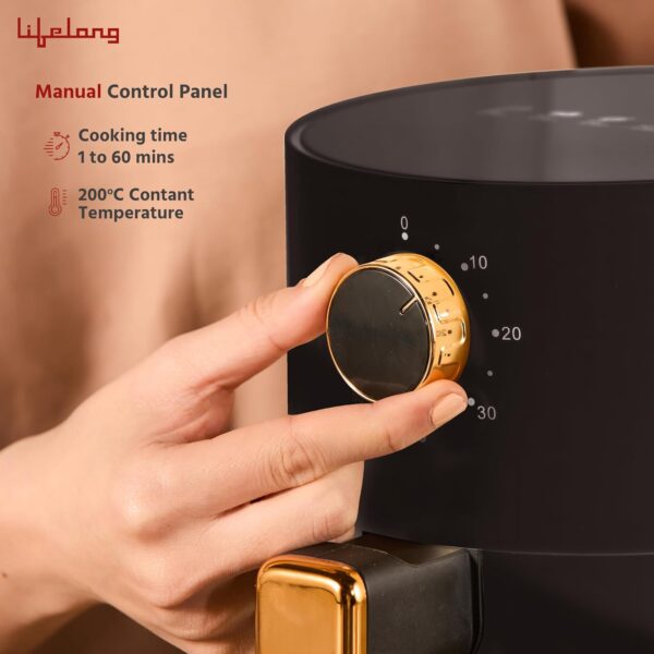 Lifelong 2.5L Air Fryer For Home-800W Small Airfryer Machine To Fry,Bake&Roast With Timer Control-Oil Free Fryer Machine-Electric Air-Fryer With 360° Hot Air Circulation Technology (Llhf26),Black - Image 5