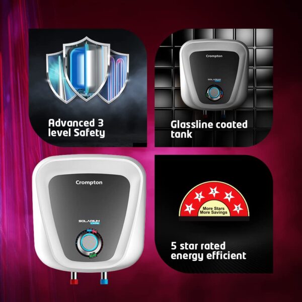 Crompton Solarium Care 10-L 5 Star Storage Water Heater (Geyser) with Rust Proof Plastic Body (White),Free Installation, Free Pipe. - Image 4