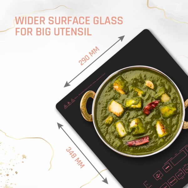 Crompton Instaserve 2000 W Induction Cooktop with 11 Feather Touch Buttons | 8 One touch Cook Menus | Overvoltage Shield Protection - Image 5