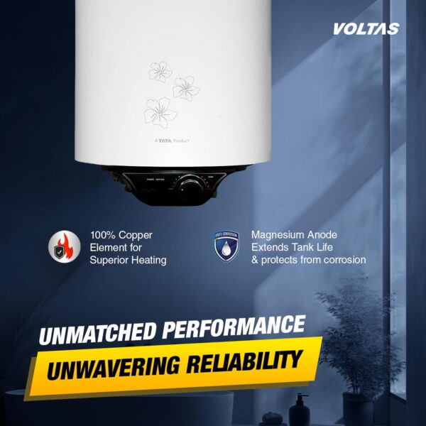 Voltas AquaM 15 L 5 Star Vertical Mounting 2000W Water Heater (Copper, 2023 Model, Aqua M 155VMBWT, White) - Image 5