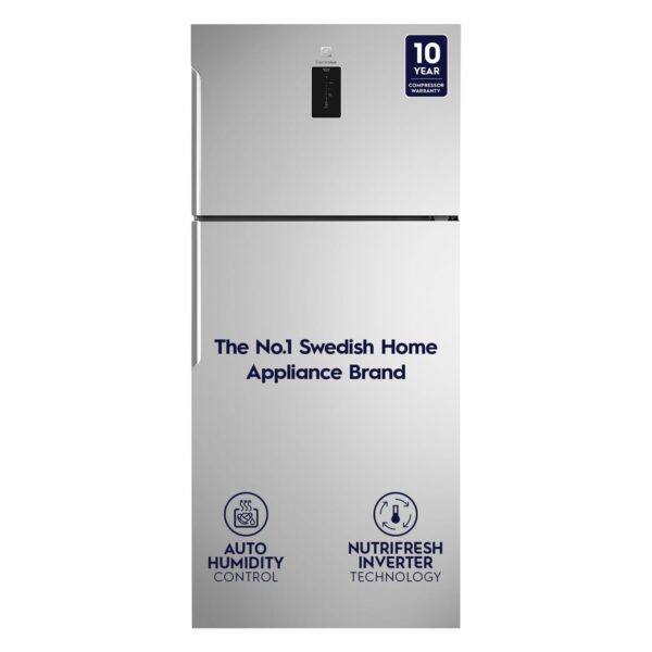 Electrolux 573L Frost Free Inverter Double Door Refrigerator, Top Freezer, TasteLockAuto & TasteGuard Technology, Arctic Silver Steel, UltimateTaste 500, ETE5700C-A
