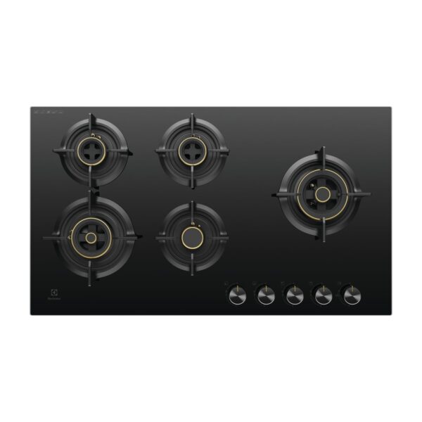 Electrolux 5 Burner Auto Ignition Glass Top 90cm Built-in Gas Hob, UltimateTaste 300, Black, EHG9530BC