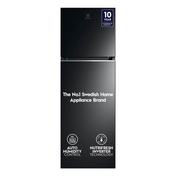Electrolux 360L Frost Free Inverter Double Door Refrigerator, Top Freezer, TasteLockAuto & TasteSeal Technology, Glossy Black Steel, UltimateTaste 300, ETB3700K-H