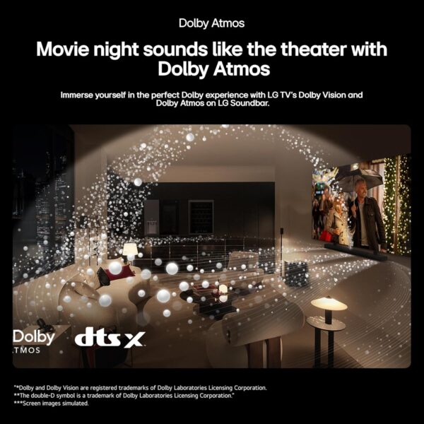 LG S90TY - Smart Sound Bar, 570W, 5.1.3 Channels, Dolby Atmos and DTS Surround Soundbar, Wide Connectivity, Bluetooth, USB, Optical Input, Black - Image 6