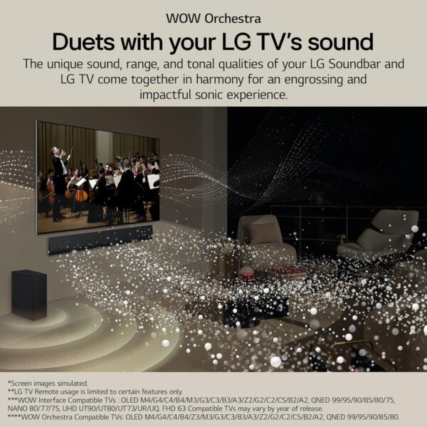 LG SG10TY 420W 3.1 Channel Dolby Atmos, Wow Synergy, AI Room Calibration Pro, Triple Level Spatial Sound & Smart Up-Mixer Soundbar with HDMI, Wi-Fi, USB & Bluetooth Connectivity (Black) - Image 6