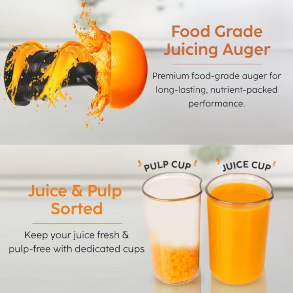 Glen Hopper Cold Press Juicer for Home, 250W, 130mm Large Feed, 1L Juice & 0.9L Pulp Cup, 3 Size Filter, Low Noise RMP, Fruit & Vegetable Slow Juicer Machine, Easy Clean - SA-4016HSJ - Image 6