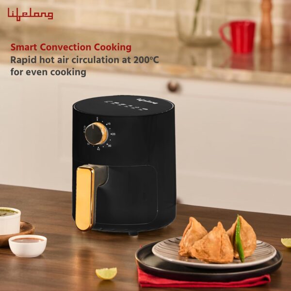 Lifelong 2.5L Air Fryer For Home-800W Small Airfryer Machine To Fry,Bake&Roast With Timer Control-Oil Free Fryer Machine-Electric Air-Fryer With 360° Hot Air Circulation Technology (Llhf26),Black - Image 6