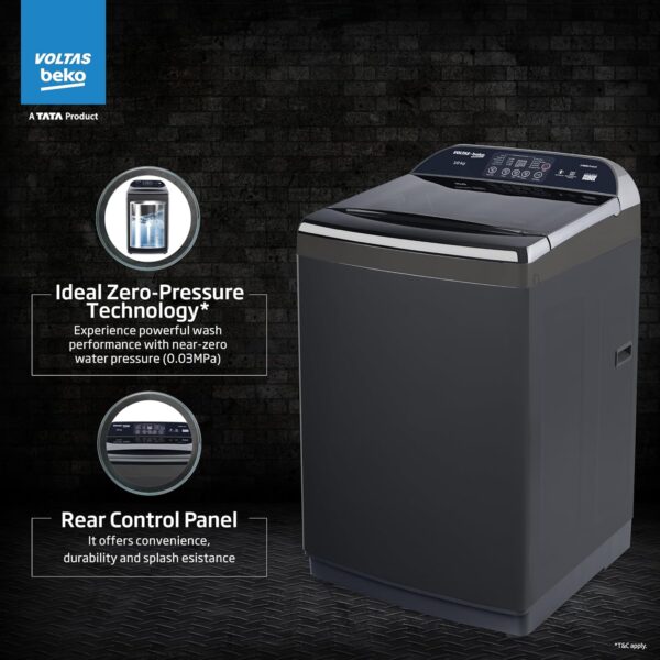 Voltas Beko, A Tata Product 10 Kg 5 Star Fully-Automatic Top Loading Washing Machine (WTL1006UEAH/OBS3060, Dark Grey, Inbuilt Heater) - Image 6
