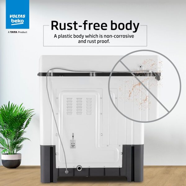Voltas Beko, A Tata Product 14 Kg 5 Star Semi-Automatic Top Load Washing Machine (WTT140UPA/GR5KPTD, Grey, Special pulsator and Double waterfall Technology) - Image 7