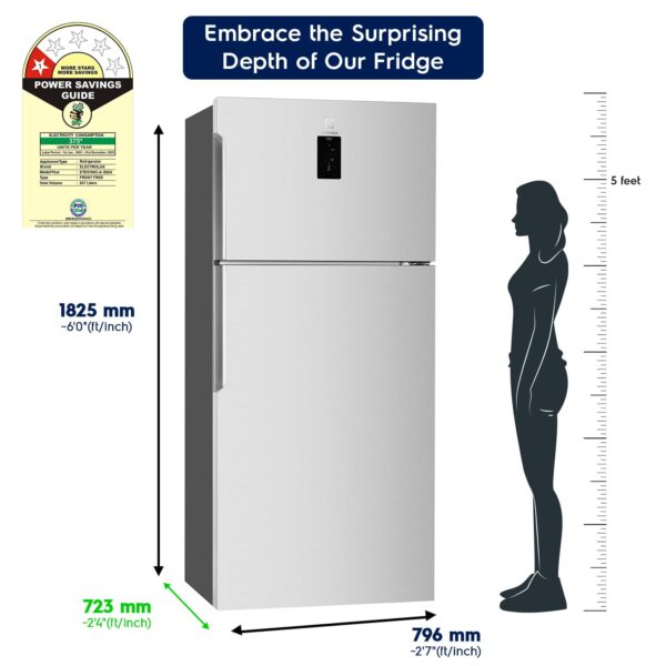 Electrolux 573L Frost Free Inverter Double Door Refrigerator, Top Freezer, TasteLockAuto & TasteGuard Technology, Arctic Silver Steel, UltimateTaste 500, ETE5700C-A - Image 9
