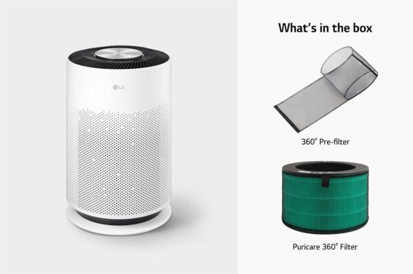 LG PuriCare 360˚ Air Purifier Hit, Multi-filtration System, Compact in Size, PM 1.0 Sensor & Indicator, Wi-Fi Enabled, H13 Filter (AS60GHWG0, White) - Image 2