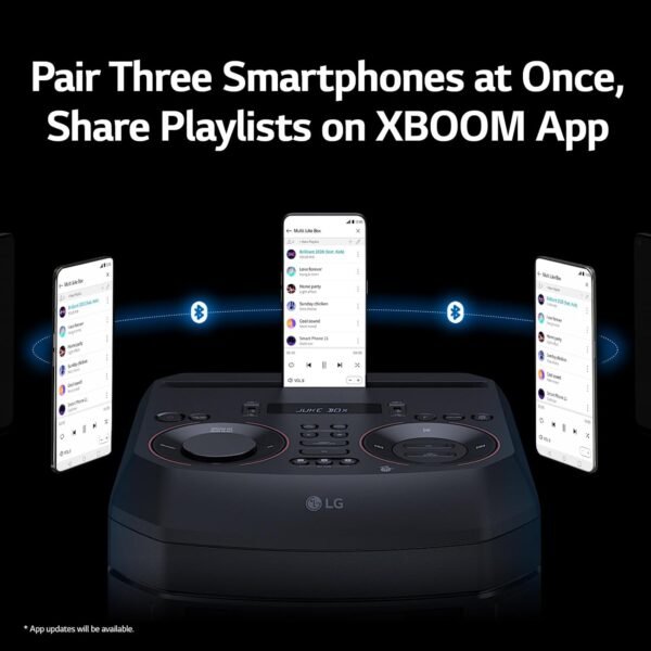 LG XBOOM RNC5 Party Speaker, Multi Color Lighting, Karaoke Feature, 1 Mic + 1 Guitar Input, Wireless Party Link, USB, Bluetooth Connection, XBOOM App - Image 3