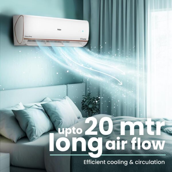 Haier 1.5 Ton 4 Star AI Climate Control Smart Split AC (5250 Watts, Copper, Wi-Fi, 4-Way Swing, Triple Inverter, 7 in 1, Frost Self Clean, HD Filter, Cools at 60°C - HSU18K-PYAIR4BN-INV, White) - Image 5