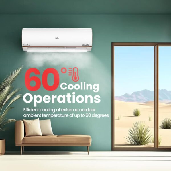 Haier 1.5 Ton 4 Star AI Climate Control Smart Split AC (5250 Watts, Copper, Wi-Fi, 4-Way Swing, Triple Inverter, 7 in 1, Frost Self Clean, HD Filter, Cools at 60°C - HSU18K-PYAIR4BN-INV, White) - Image 2