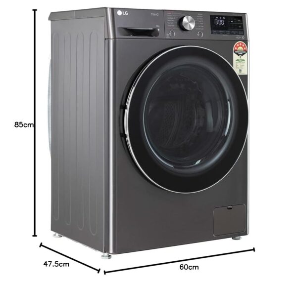 LG 8 Kg Front Load Washing Machine (FHP1208Z9B_Black) - Image 6