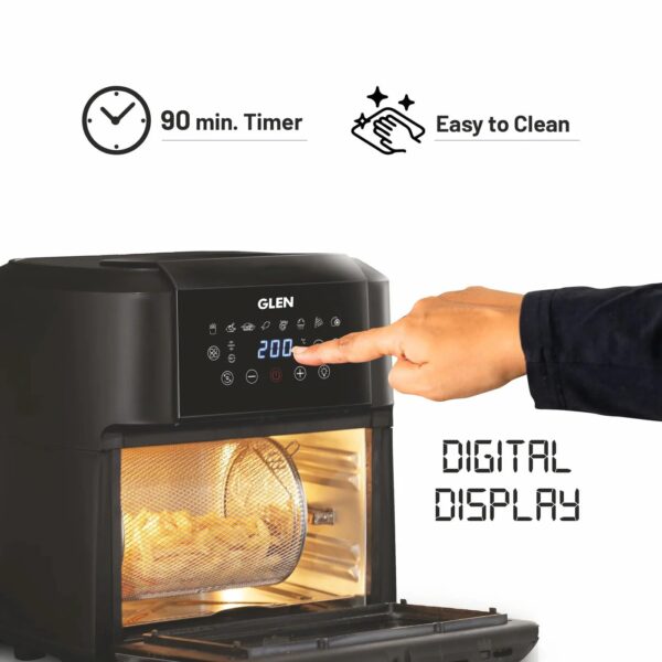 Glen Digital Air Fryer Oven for Home, 12 Litre, 2000W, 8 Preset Function, Rotisserie, Digital Display & Controls, Airfryer to Dehydrate, Bake, Roast, Toast with Less Oil, 8 Accessories (SA 3040 DSS) - Image 4