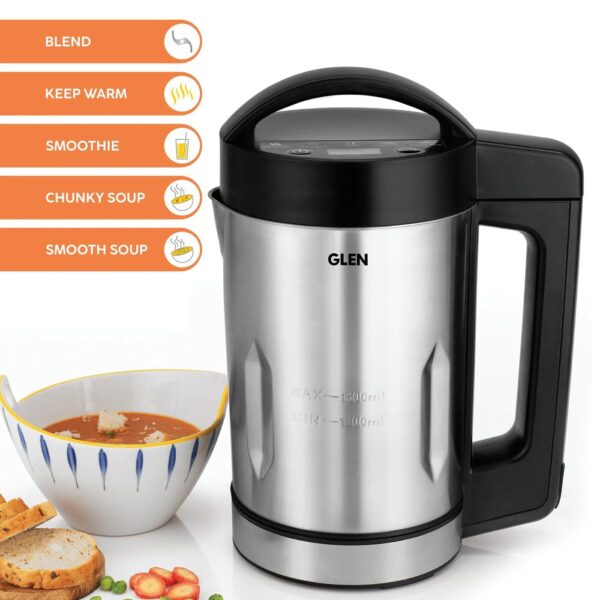 Glen Soup Maker Electric 1.6 Litre, Automatic Blending & Heating with 5 Preset Cooking Functions, 100% Copper Motor, Touch Control Panel, 1040W (SA-3003SM) - Image 2