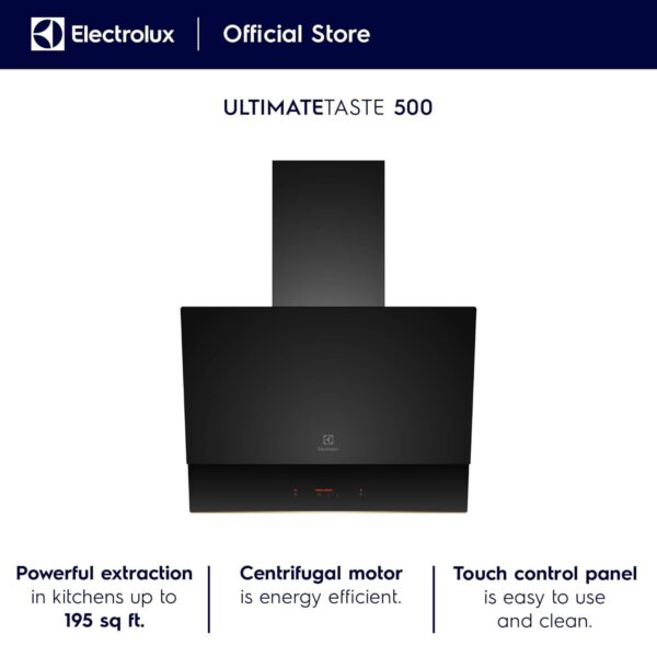 Electrolux 60cm Slope Chimney for up to 195 sqft Kitchen, UltimateTaste 500, Black, ECS6081G - Image 3