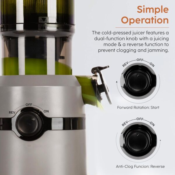 Glen Hopper Cold Press Juicer for Home, 200W, 108mm Large Feed, 0.8L Juice & 0.7L Pulp Cup, 2 Size Filter, Low Noise RMP, Fruit & Vegetable Slow Juicer Machine, Easy Clean - SA-4015HSJ - Image 7