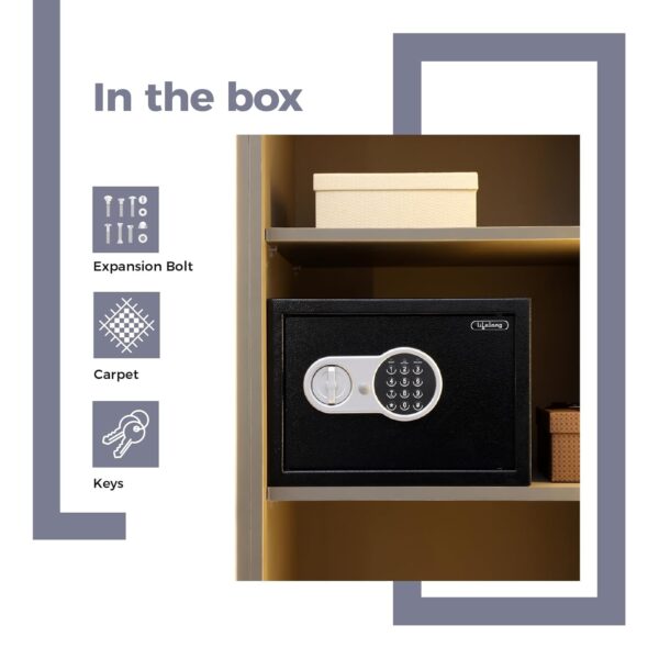 Lifelong 22 L Carbon Steel Digital Safe Locker Box For Home & Office | Inbuilt LED Light | Essential Smart Home Locker for Gold, Jewellery, Cash | Tijori Box, Wardrobe Compatible, 1 Yr Warranty, Black - Image 7