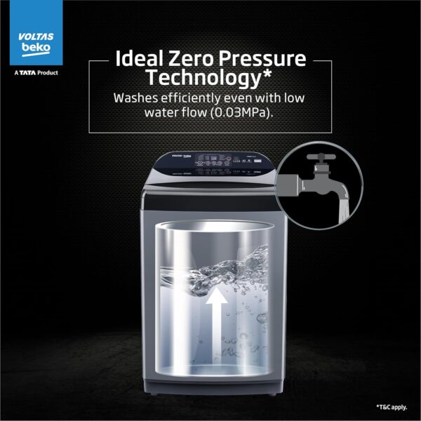 Voltas Beko, A Tata Product 11 Kg 5 Star Fully-Automatic Top Loading Washing Machine (WTL1106UEA / OBS1060, Grey, Double Waterfall Technology) - Image 7