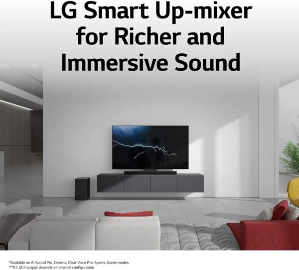 LG SC9S 400W 3.1.3 Channel Dolby Atmos, Triple Up-Firing Speaker, Wow Synergy, OLED C Matching Bracket Soundbar with HDMI, Wi-Fi & Bluetooth Connectivity (Black) - Image 7