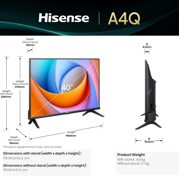 Hisense 100 cm (40 inches) A4Q Series Full HD Smart TV 40A4Q - Image 6