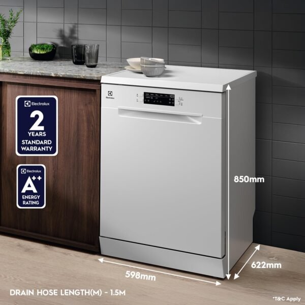 Electrolux 13 Place Settings Dishwasher Machine for Home, Fully Automatic with AirDry, In-Built Heater, White, UltimateCare 300, ESA47220SW - Image 6