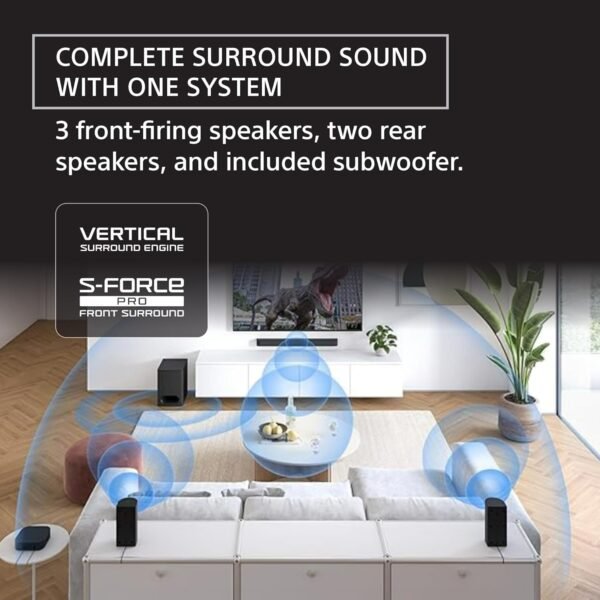 Sony Bravia Theatre System 6(HT-S60) Real 5.1ch 1000W,Dolby Atmos/DTS:X Soundbar Home Theatre with Powerful subwoofer & Wireless Rear Speakers,Voice Zoom3,BCA App, Bluetooth,HDMI eARC - Image 2