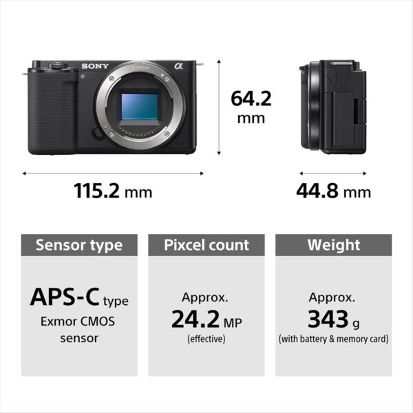 Sony Alpha ZV-E10 24.2 Mega Pixel Interchangeable-Lens Mirrorless vlog Camera, Made for Creators | APS-C Sensor |Advanced Autofocus | Clear Audio & 4K Movie Recording (Body Only) – Black - Image 2