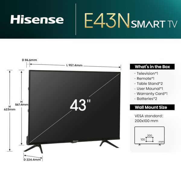 Hisense 108 cm (43 inches) E43N Series Full HD Smart Google LED TV 43E43N (Black) - Image 5