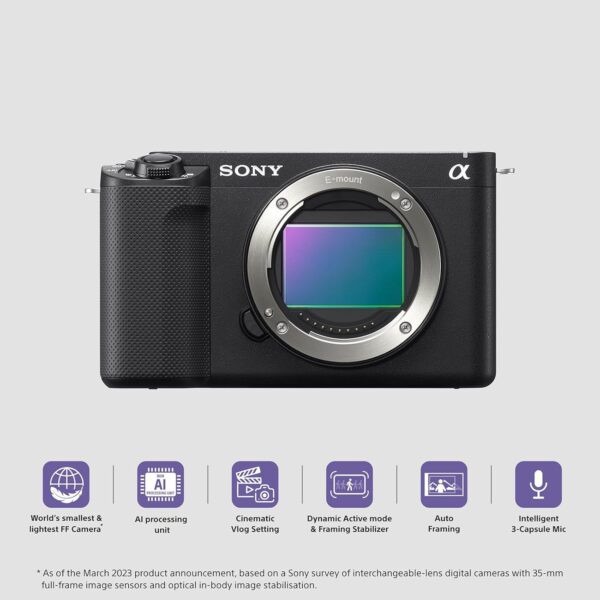 Sony Alpha ZV-E1 Full-Frame Interchangeable-Lens Mirrorless vlog Camera (Body Only)| Made for Creators | 12.1 MP | Artificial Intelligence Based Autofocus | 4K 120p Recording – Black - Image 11