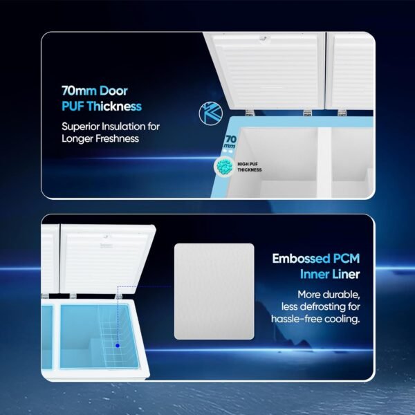 Haier HFC-320DM5, 5 Star Rating Double Door Convertible Deep Freezer, 5 Side Uniform Freezing, Heavy Duty Compressor, inside metal liner with 3 Layer Door Design (White) - Image 6