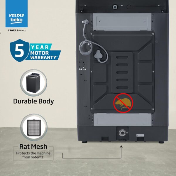 Voltas Beko, A Tata Product 10 Kg 5 Star Fully-Automatic Top Loading Washing Machine (WTL1006UEAH/OBS3060, Dark Grey, Inbuilt Heater) - Image 8
