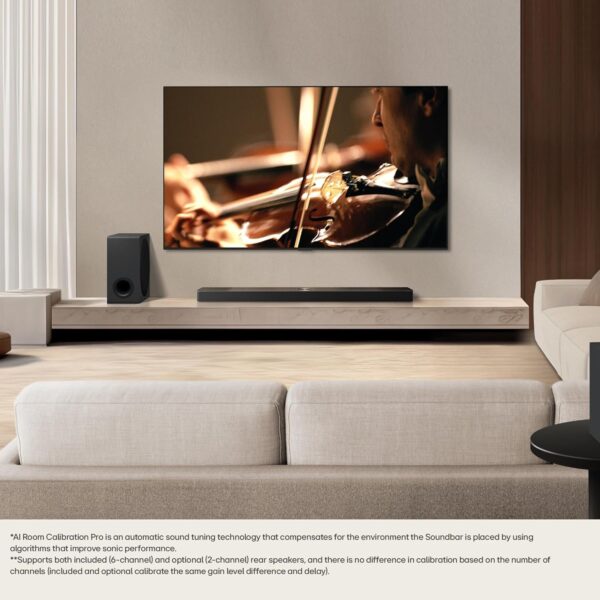 LG S90TY - Smart Sound Bar, 570W, 5.1.3 Channels, Dolby Atmos and DTS Surround Soundbar, Wide Connectivity, Bluetooth, USB, Optical Input, Black - Image 8